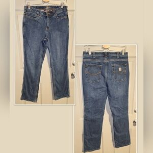 Carhartt Relaxed Fit Flannel Lined Straight Leg Jeans Women's 8 Measures 32X30